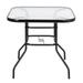 Bornmio Outdoor Dining Table Square Toughened Glass Table Yard Garden Glass Table