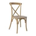 Bistro Style Cross Back Natural With White Grain Wood Stackable Dining Chair - X Back Banquet Dining Chair
