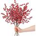 6 Pack Snow Frosted Artificial Red Berry Stems Snowy Christmas Red Berries Holly Berry Branches 17 Inches Fake Berry Picks for Floral Arrangements Christmas Tree Holiday Home DIY Crafts Decor