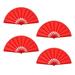 Uxcell Folding Fan Vintage Handheld Fans Plastic for Halloween Party 64x33cm/25.2x13 Pack of 4 (Pure Red)