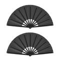 Uxcell Folding Fan Vintage Handheld Fans Plastic for Halloween Party 64x33cm/25.2x13 Pack of 2 (Pure Black)
