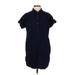 Baird Mcnutt For J.crew Casual Dress - Shirtdress High Neck Short sleeves: Blue Solid Dresses - Women's Size 2X-Small