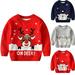 Godderr Toddler Boys Christmas Sweater for Kids Knit Pullover Xmas Elk Sweater Long Sleeve Cartoon Autumn Winter Sweatshirts for 2-8Y