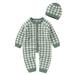 Entyinea Sweater Tops for Baby Boy Boys Solid Knitted Sweater Baby Jumpsuit Romper Cotton Caps Hat Outfits Clothes Sets Green 66