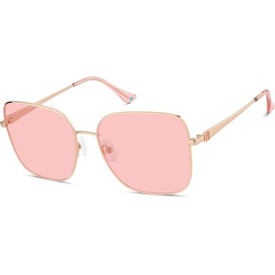 Zenni Women's Square Rx Sunglasses Rose Gold Stainless Steel Full Rim Frame