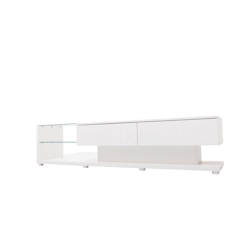 Merax Lowboard mit Glasablagen und Schubladen, TV-Schrank hochglänzend mit LED, TV-Board, TV-Ständer, Breite:170cm, Weiß