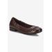 Wide Width Women's Trista Flat by Easy Street in Brown Leather Patent (Size 6 W)