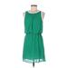 Paper Crane Casual Dress - Mini Crew Neck Sleeveless: Green Print Dresses - Women's Size Medium