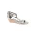 Studio Isola Wedges: Silver Print Shoes - Women's Size 8 1/2 - Open Toe