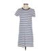 J.Crew Mercantile Casual Dress - Shift: Blue Stripes Dresses - Women's Size 2X-Small