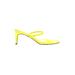 She & In Mule/Clog: Clogs Stilleto Minimalist Yellow Print Shoes - Women's Size 11 - Open Toe