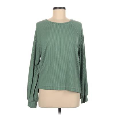 Boat House Apparel Pullover Sweater: Green Color Block Tops - Women's Size Medium