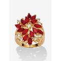 Women's Red Crystal 18K Gold-Plated Flower Cocktail Ring by J. Renee in Red (Size 10)