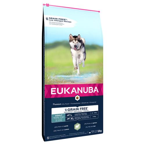 Sparpaket: 2x12kg Eukanuba Grain Free Adult Large Dogs Lamm Hundefutter trocken