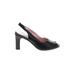 Nicole Heels: Pumps Chunky Heel Classic Black Print Shoes - Women's Size 8 1/2 - Almond Toe