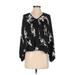 Amuse Society Casual Dress - Shift V-Neck Long sleeves: Black Floral Dresses - Women's Size X-Small