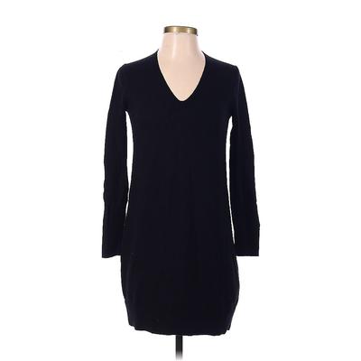 Club Monaco Casual Dress - Sweater Dress V Neck 3/4 sleeves: Black Print Dresses - Women's Size Small