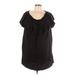 Zara Casual Dress - Mini Scoop Neck Short sleeves: Black Solid Dresses - Women's Size Large