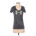 Under Armour Active T-Shirt: Gray Print Activewear - Women's Size Small