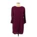 Old Navy Casual Dress - Shift Crew Neck 3/4 sleeves: Burgundy Solid Dresses - Women's Size Medium
