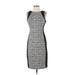 White House Black Market Casual Dress - Sheath Crew Neck Sleeveless: Gray Color Block Dresses - Women's Size 2 Petite