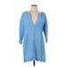J.Crew Casual Dress - Shift Plunge 3/4 sleeves: Blue Dresses - Women's Size X-Small