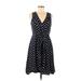 J.Crew Casual Dress - A-Line V-Neck Sleeveless: Blue Print Dresses - Women's Size 4