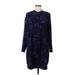 Gap Casual Dress - Shirtdress Crew Neck 3/4 sleeves: Blue Print Dresses - Women's Size Medium