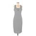 Pink Lily Casual Dress - Midi: Gray Marled Dresses - Women's Size Medium