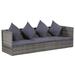 Latitude Run® Patio Couch Outdoor Sunlounger w/ Cushion Backyard Sunbed Poly Rattan Wicker/Rattan in Gray/Blue/Indigo | Wayfair