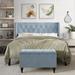 House of Hampton® Wingback Upholstered Bed w/ Storage Bench In Velvet Upholstered in Blue | 49.8 H x 81.7 W x 83.47 D in | Wayfair