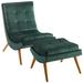 Ramp Upholstered Performance Velvet Lounge Chair and Ottoman Set - East End Imports EEI-3487-GRN