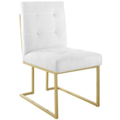 Privy Gold Stainless Steel Upholstered Fabric Dini...