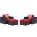 Convene 4 Piece Outdoor Patio Sectional Set - East End Imports EEI-2367-EXP-RED-SET