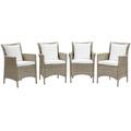 Conduit Outdoor Patio Wicker Rattan Dining Armchair Set of 4 - East End Imports EEI-4028-LGR-WHI