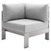 Shore Sunbrella® Fabric Aluminum Outdoor Patio Corner Sofa - East End Imports EEI-4224-SLV-GRY