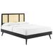 Kelsea Cane and Wood Full Platform Bed With Splayed Legs - East End Imports MOD-6696-BLK