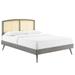 Sierra Cane and Wood Full Platform Bed With Splayed Legs - East End Imports MOD-6700-GRY