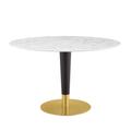 "Zinque 47"" Artificial Marble Dining Table - East End Imports EEI-5139-GLD-WHI"