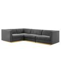 Sanguine Channel Tufted Performance Velvet 4-Piece Left-Facing Modular Sectional Sofa - East End Imports EEI-5830-GRY