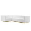 Conjure Channel Tufted Performance Velvet 4-Piece Sectional - East End Imports EEI-5847-GLD-WHI