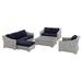 Conway Sunbrella® Outdoor Patio Wicker Rattan 5-Piece Furniture Set - East End Imports EEI-4356-LGR-NAV