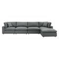Commix Down Filled Overstuffed Vegan Leather 5-Piece Sectional Sofa - East End Imports EEI-4917-GRY