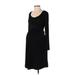 Motherhood Casual Dress - A-Line Scoop Neck Long sleeves: Black Print Dresses - Women's Size Small Maternity