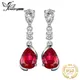 JewelryPalace 1.9ct Pear Created Red Ruby 925 Sterling Silver Drop Earrings for Woman Fashion