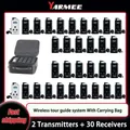 YARMEE Guida audio Sistema di guida turistica senza fili Sussurro Trasmissione vocale 2 trasmettitori + 30 ricevitori con borsa per il trasporto Auricolare