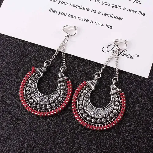 FAMSHIN 2018 Mode Boho Lange Clip auf Ohrringe Für Frauen Schmuck Vintage Ohrringe Power Böhmischen