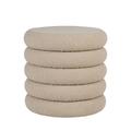 Pouf coffre rond en tissu bouclette D44cm beige