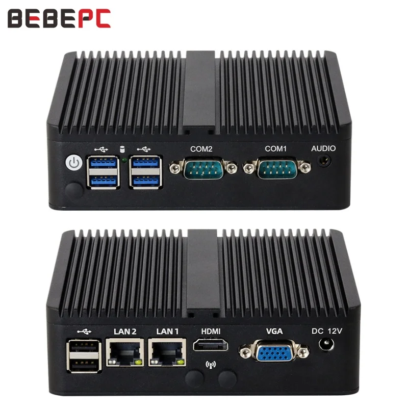 Industrielle Mini PC Fanles Intel Celeron J6412 8GB DDR4 512GB M.2 NVMe SSD 2x COM RS485/232 2x GbE LAN 6x USB Windows 10/11 Linux Image