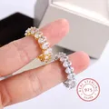New Luxury Female White Crystal Stone Ring Rose Gold Silver Wedding 925 Silver Ring Female Cute Oval